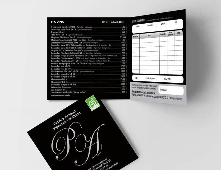 Carte de vins et Flyers à Sta saturnin les Avignons